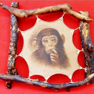 Burlap Painting - Baby Chimpanzee